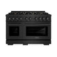 ZLINE 48 in. 6.7 cu. ft. Select Double Oven Gas Range in Black Stainless Steel with 8 Brass Burners, Open Box-Great Condition
