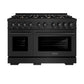 ZLINE 48 in. 6.7 cu. ft. Select Double Oven Gas Range in Black Stainless Steel with 8 Brass Burners, Open Box-Great Condition