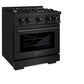 ZLINE 30 in. 4.2 cu. ft. Select Gas Range with 4 Burner Cooktop and Convection Gas Oven in Black Stainless Steel (HGRB-30) side, oven closed.