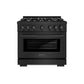 ZLINE 36 in. 5.2 cu. ft. Select Gas Range with 6 Burner Cooktop and Convection Gas Oven in Black Stainless Steel, Open Box-Great Condition