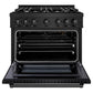 ZLINE 36 in. 5.2 cu. ft. Select Gas Range with 6 Burner Cooktop and Convection Gas Oven in Black Stainless Steel, Open Box-Great Condition