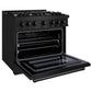 ZLINE 36 in. 5.2 cu. ft. Select Gas Range with 6 Burner Cooktop and Convection Gas Oven in Black Stainless Steel, Open Box-Great Condition
