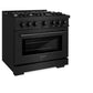 ZLINE 36 in. 5.2 cu. ft. Select Gas Range with 6 Burner Cooktop and Convection Gas Oven in Black Stainless Steel, Open Box-Great Condition
