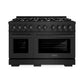 ZLINE 48 in. 6.7 cu. ft. Select Double Oven Gas Range with 8 Burner Cooktop in Black Stainless Steel, Open Box-Great Condition