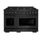 ZLINE 48 in. 6.7 cu. ft. Select Double Oven Gas Range with 8 Burner Cooktop in Black Stainless Steel, Open Box-Great Condition