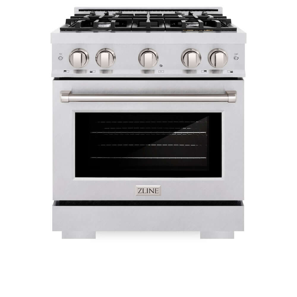 ZLINE 30 in. 4.2 cu. ft. Select Gas Range with 4 Burner Cooktop and Convection Gas Oven in DuraSnow® Stainless Steel (HGRS-30)