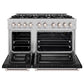 ZLINE 48 in. 6.7 cu. ft. Select Double Oven Gas Range with 8 Burner Cooktop in Satin Stainless Steel with Black Matte Doors, Open Box-Great Condition