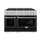 ZLINE 48 in. 6.7 cu. ft. Select Double Oven Dual Fuel Range with 8 Burner Gas Cooktop in Satin Stainless Steel with Black Matte Doors, Open Box-Great Condition