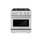 ZLINE 30 in. 4.2 cu. ft. Select Dual Fuel Range with Gas Cooktop and Electric Convection Oven in Satin Stainless Steel with 4 Brass Burners, Open Box-Great Condition