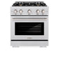 ZLINE 30 in. 4.2 cu. ft. Select Dual Fuel Range with Gas Cooktop and Electric Convection Oven in Satin Stainless Steel with 4 Brass Burners, Open Box-Great Condition