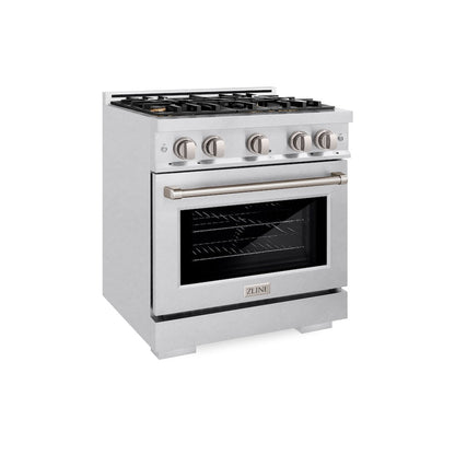 ZLINE 30 in. 4.2 cu. ft. Select Dual Fuel Range with Gas Cooktop and Electric Convection Oven in Satin Stainless Steel with 4 Brass Burners, Open Box-Great Condition