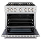 ZLINE 36 in. 5.2 cu. ft. Select Dual Fuel Range with Gas Cooktop and Electric Convection Oven in Satin Stainless Steel with 6 Brass Burners, Open Box-Great Condition