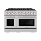 ZLINE 48 in. 6.7 cu. ft. Select Double Oven Dual Fuel Range in Satin Stainless Steel with 8 Brass Burners, Open Box-Great Condition