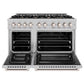 ZLINE 48 in. 6.7 cu. ft. Select Double Oven Dual Fuel Range in Satin Stainless Steel with 8 Brass Burners, Open Box-Great Condition