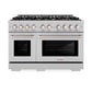 ZLINE 48 in. 6.7 cu. ft. Select Double Oven Dual Fuel Range in Satin Stainless Steel with 8 Brass Burners, Open Box-Great Condition