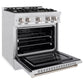 ZLINE 30 in. 4.2 cu. ft. Select Dual Fuel Range with 4 Burner Gas Cooktop and Electric Convection Oven in Satin Stainless Steel, Open Box-Great Condition