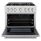ZLINE 36 in. 5.2 cu. ft. Select Dual Fuel Range with 6 Burner Gas Cooktop and Electric Convection Oven in Satin Stainless Steel, Open Box-Great Condition