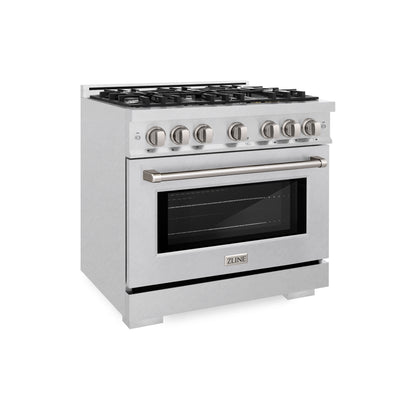 ZLINE 36 in. 5.2 cu. ft. Select Dual Fuel Range with 6 Burner Gas Cooktop and Electric Convection Oven in Satin Stainless Steel, Open Box-Great Condition