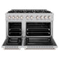 ZLINE 48 in. 6.7 cu. ft. Select Double Oven Dual Fuel Range with 8 Burner Gas Cooktop in Satin Stainless Steel, Open Box-Great Condition
