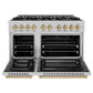 ZLINE Autograph Edition 48 in. 6.7 cu. ft. Select Double Oven Dual Fuel Range with 8 Burner Gas Cooktop in Satin Stainless Steel and Champagne Bronze Accents, Open Box-Great Condition