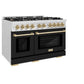 ZLINE Autograph Edition 48 in. 6.7 cu. ft. Select Double Oven Dual Fuel Range with 8 Burner Gas Cooktop in Satin Stainless Steel with Black Matte Doors and Champagne Bronze Accents, Open Box-Great Condition