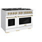 ZLINE Autograph Edition 48 in. 6.7 cu. ft. Select Double Oven Dual Fuel Range with 8 Burner Gas Cooktop in Satin Stainless Steel with White Matte Doors and Champagne Bronze Accents, Open Box-Great Condition