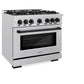 ZLINE Autograph Edition 36 in. 5.2 cu. ft. Select Dual Fuel Range with 6 Burner Gas Cooktop and Electric Convection Oven in Satin Stainless Steel with Matte Black Accents, Open Box-Great Condition