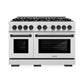 ZLINE Autograph Edition 48 in. 6.7 cu. ft. Select Double Oven Dual Fuel Range with 8 Burner Gas Cooktop in Satin Stainless Steel and Matte Black Accents, Open Box-Great Condition