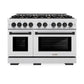 ZLINE Autograph Edition 48 in. 6.7 cu. ft. Select Double Oven Dual Fuel Range with 8 Burner Gas Cooktop in Satin Stainless Steel and Matte Black Accents, Open Box-Great Condition