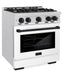ZLINE Autograph Edition 30 in. 4.2 cu. ft. Select Dual Fuel Range with 4 Burner Gas Cooktop and Electric Convection Oven in Satin Stainless Steel with White Matte Door and Matte Black Accents, Open Box-Great Condition