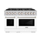 ZLINE 48 in. 6.7 cu. ft. Select Double Oven Dual Fuel Range with 8 Burner Gas Cooktop in Satin Stainless Steel with White Matte Doors, Open Box-Great Condition