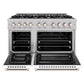 ZLINE 48 in. 6.7 cu. ft. Select Double Oven Dual Fuel Range with 8 Burner Gas Cooktop in Satin Stainless Steel with White Matte Doors, Open Box-Great Condition