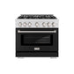 ZLINE 36 in. 5.2 cu. ft. Select Gas Range with 6 Burner Cooktop and Convection Gas Oven in Satin Stainless Steel with Black Matte Door, Open Box-Great Condition