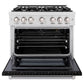 ZLINE 36 in. 5.2 cu. ft. Select Gas Range with 6 Burner Cooktop and Convection Gas Oven in Satin Stainless Steel with Black Matte Door, Open Box-Great Condition