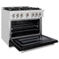 ZLINE 36 in. 5.2 cu. ft. Select Gas Range with 6 Burner Cooktop and Convection Gas Oven in Satin Stainless Steel with Black Matte Door, Open Box-Great Condition