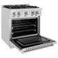 ZLINE 30 in. 4.2 cu. ft. Select Gas Range with Convection Gas Oven in Satin Stainless Steel with 4 Brass Burners, Open Box-Great Condition