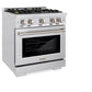 ZLINE 30 in. 4.2 cu. ft. Select Gas Range with Convection Gas Oven in Satin Stainless Steel with 4 Brass Burners, Open Box-Great Condition