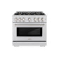 ZLINE 36 in. 5.2 cu. ft. Select Gas Range with Convection Gas Oven in Satin Stainless Steel with 6 Brass Burners, Open Box-Great Condition