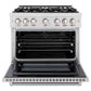 ZLINE 36 in. 5.2 cu. ft. Select Gas Range with Convection Gas Oven in Satin Stainless Steel with 6 Brass Burners, Open Box-Great Condition