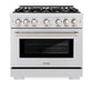 ZLINE 36 in. 5.2 cu. ft. Select Gas Range with Convection Gas Oven in Satin Stainless Steel with 6 Brass Burners, Open Box-Great Condition