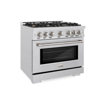 ZLINE 36 in. 5.2 cu. ft. Select Gas Range with Convection Gas Oven in Satin Stainless Steel with 6 Brass Burners, Open Box-Great Condition