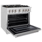 ZLINE 36 in. 5.2 cu. ft. Select Gas Range with Convection Gas Oven in Satin Stainless Steel with 6 Brass Burners, Open Box-Great Condition