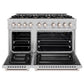 ZLINE 48 in. 6.7 cu. ft. Select Double Oven Gas Range in Satin Stainless Steel with 8 Brass Burners, Open Box-Great Condition
