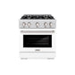 ZLINE 30 in. 4.2 cu. ft. Select Gas Range with 4 Burner Cooktop and Convection Gas Oven in Satin Stainless Steel with White Matte Door, Open Box-Great Condition