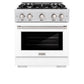 ZLINE 30 in. 4.2 cu. ft. Select Gas Range with 4 Burner Cooktop and Convection Gas Oven in Satin Stainless Steel with White Matte Door, Open Box-Great Condition