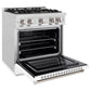 ZLINE 30 in. 4.2 cu. ft. Select Gas Range with 4 Burner Cooktop and Convection Gas Oven in Satin Stainless Steel with White Matte Door, Open Box-Great Condition