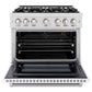 ZLINE 36 in. 5.2 cu. ft. Select Gas Range with 6 Burner Cooktop and Convection Gas Oven in Satin Stainless Steel with White Matte Door, Open Box-Great Condition