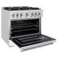 ZLINE 36 in. 5.2 cu. ft. Select Gas Range with 6 Burner Cooktop and Convection Gas Oven in Satin Stainless Steel with White Matte Door, Open Box-Great Condition