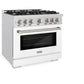 ZLINE 36 in. 5.2 cu. ft. Select Gas Range with 6 Burner Cooktop and Convection Gas Oven in Satin Stainless Steel with White Matte Door, Open Box-Great Condition