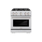 ZLINE 30 in. 4.2 cu. ft. Select Gas Range with 4 Burner Cooktop and Convection Gas Oven in Satin Stainless Steel, Open Box-Great Condition